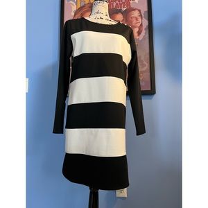 BOGO Cremieux black & white color block dress L NWTS